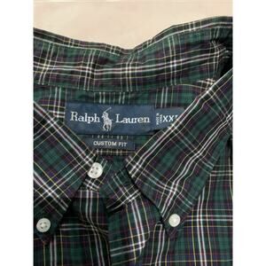 Ralph Lauren Blake 2XL Shirt Plaid Long Sleeve Cotton Button Down Green Green